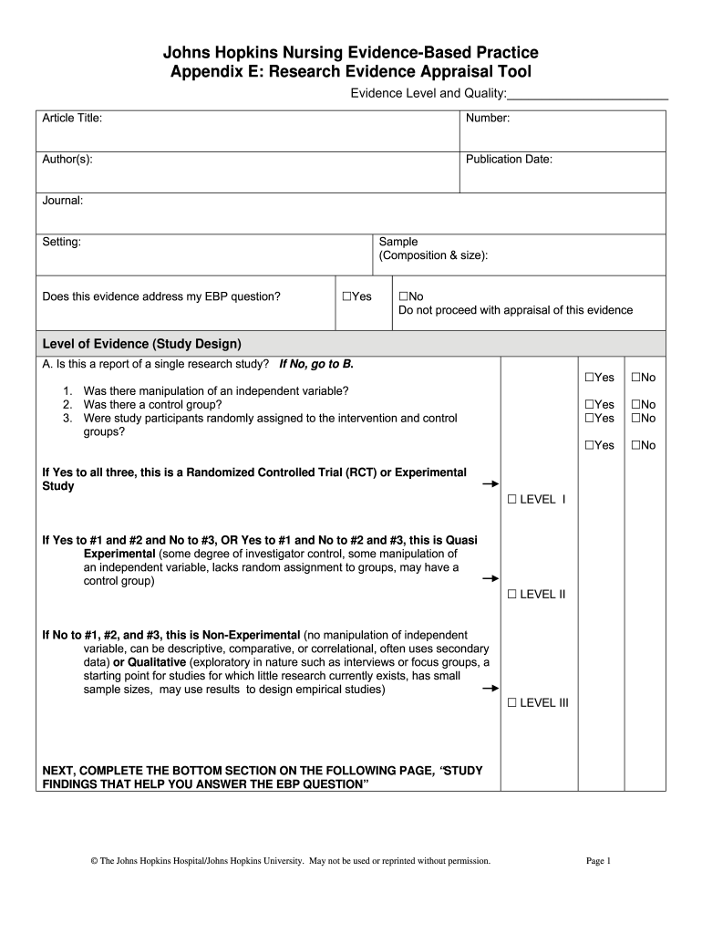 John Hopkins Appraisal Tool  Form