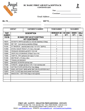 First Aid Box Checklist Template  Form