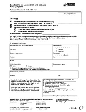 Lageso Antragsbogen  Form