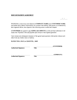 DEBT SETTLEMENT AGREEMENT PICB  Form