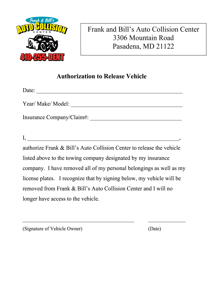 FormsFrank & Bill's Auto Collision