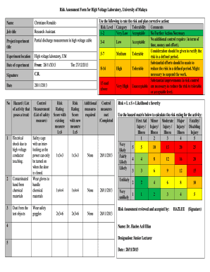 High Voltage Risk Assessment  Form