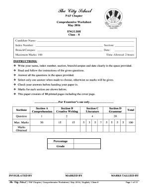 City School Past Papers  Form