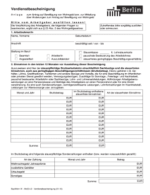 Verdienstbescheinigung  Form