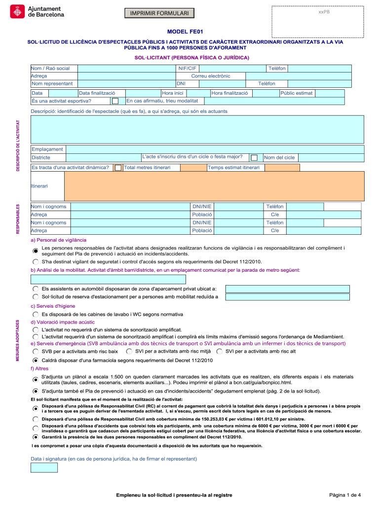 Model Fe01  Form