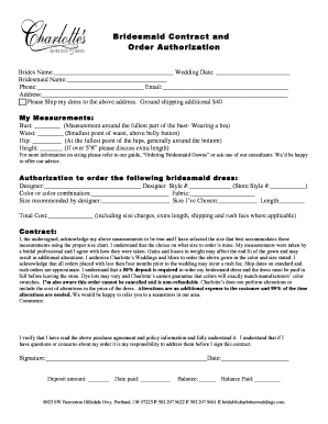Bridesmaid Contract Template  Form