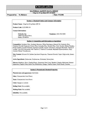 MATERIAL SAFETY DATA SHEET Chap Ice Australian Gold  Form