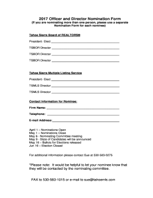 Officer Nomination Form Template