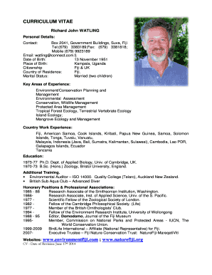 Curriculum Vitae Sample in Fiji  Form