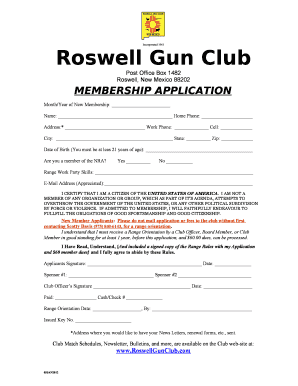 Roswell Gun Club  Form