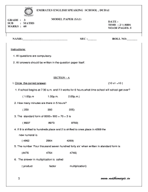 Class 3 Past Papers  Form