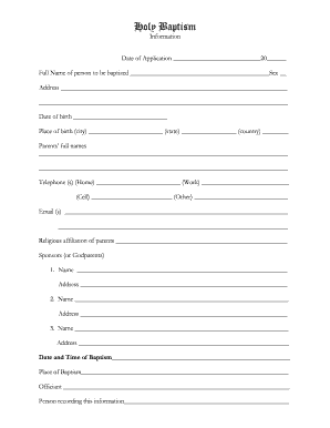  Baptism Application Form 2011-2024