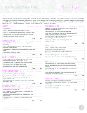 Personal Assessment Wheel Alycia Hall  Form