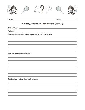 MysterySuspense Book Report Form 1 Chutrav Com