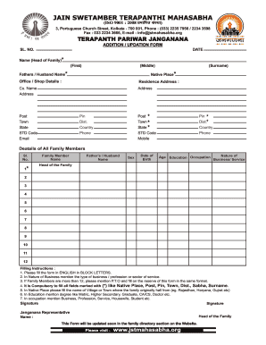 Terapanth Mahasabha  Form