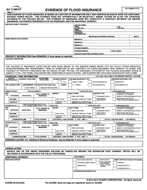 THIS EVIDENCE of FLOOD INSURANCE is ISSUED as a MATTER of INFORMATION ONLY and CONFERS NO RIGHTS UPON the ADDITIONAL