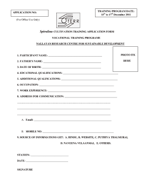 Vocational Training Application Form