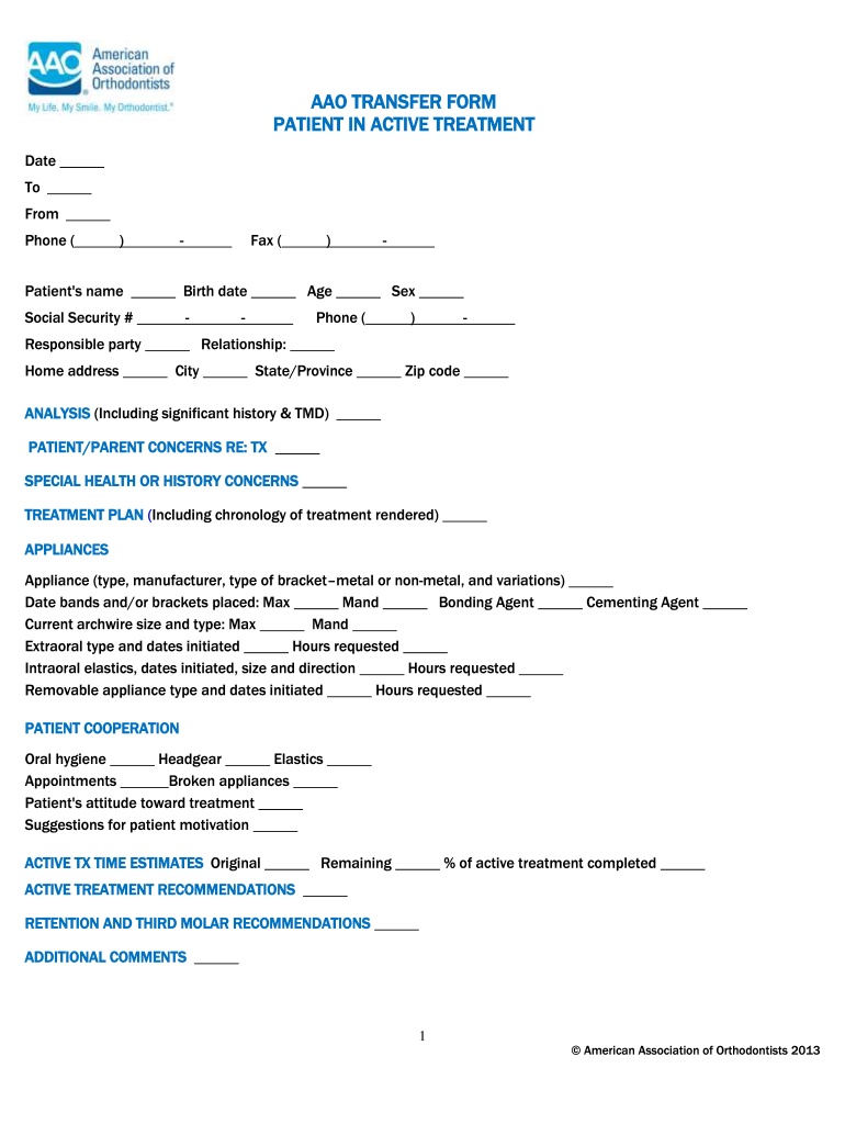 PATIENT in ACTIVE TREATMENT  Form