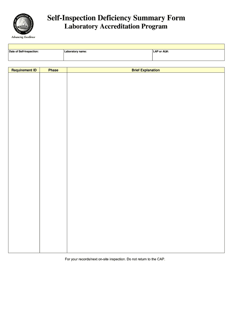 Cap Self Inspection  Form