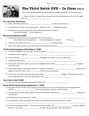 The Third Reich Part 2 the Fall Dvd Worksheet Answers  Form