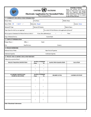Electronic Application for Seconded Police Form