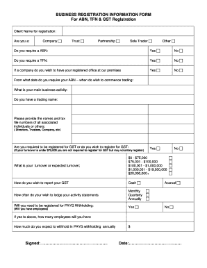 Registration Information Form