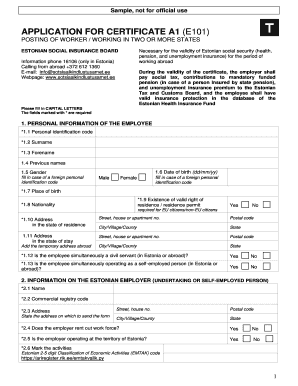 A1 Certificate Example  Form