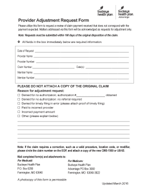Get and Sign Provider Adjustment Request 2016-2022 Form