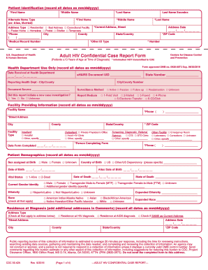  Florida Doh Adult Hiv Confidential Case Report Form 2016