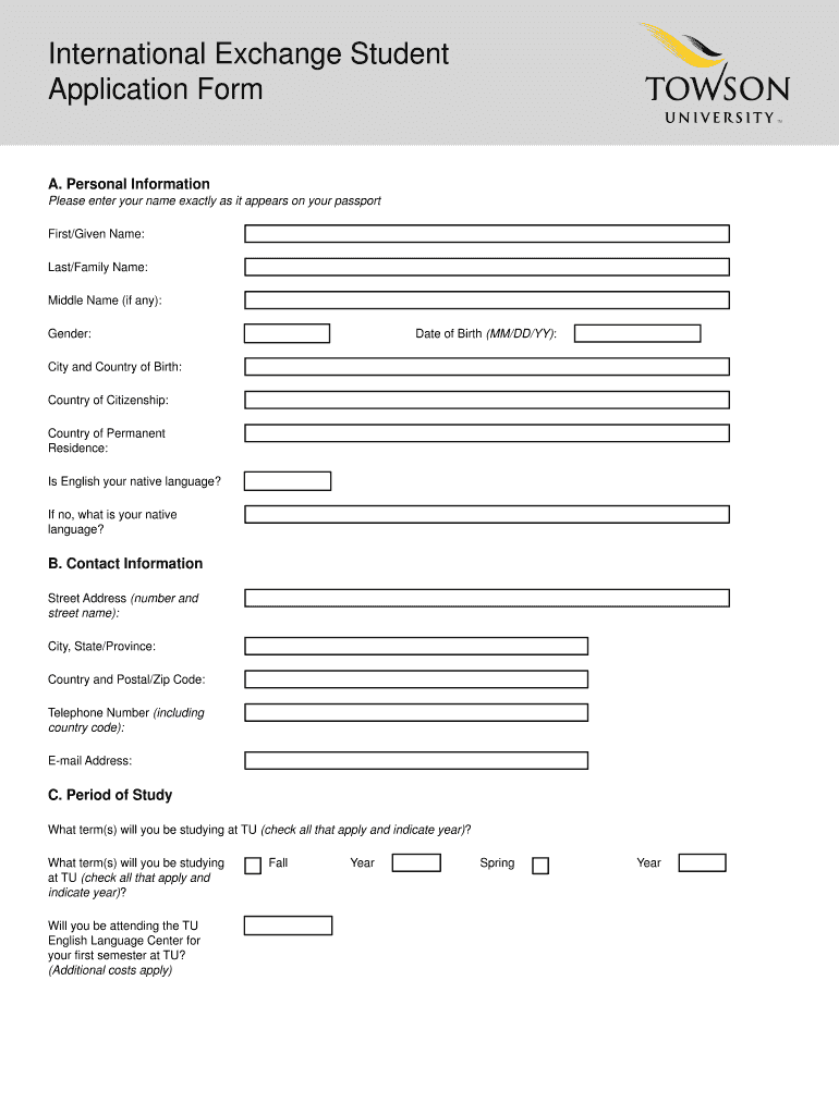 Exchange Student Application  Form