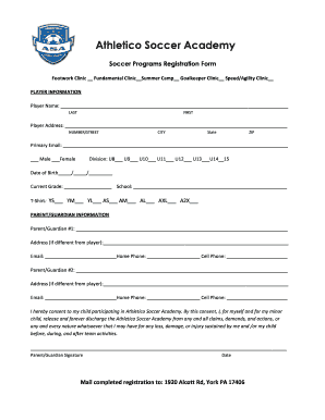 Soccer Application Form