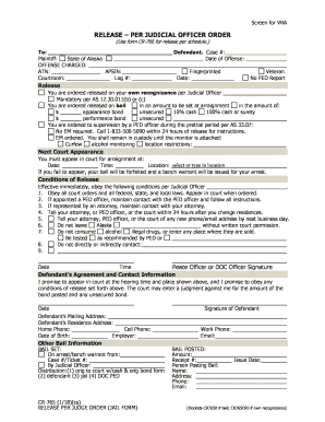 CR 765 Release Jail Form Criminal Forms