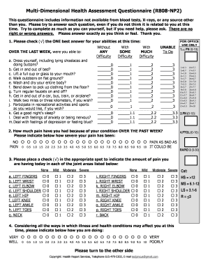Multi Dimensional Health Assessment Questionnaire R808 NP2  Form