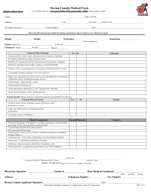 Boxing Canada Medical Form