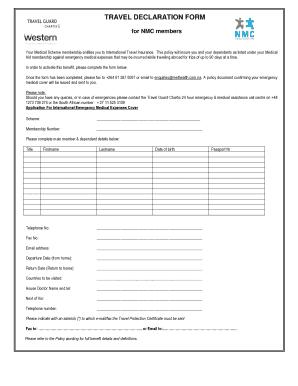 Declaration Form for Traveling