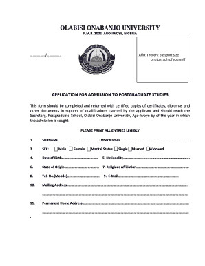 Oou Certificate Collection  Form