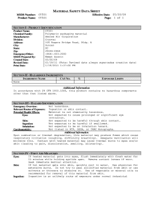 MATERIAL SAFETY DATA SHEET CT501 052009 CT501 Page  Form