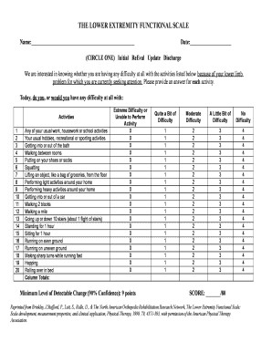 Lower Extremity Functional Scale PDF  Form