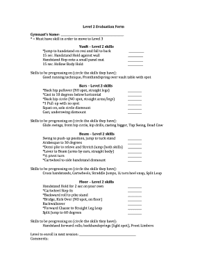 Gymnastics Evaluation Sheet  Form