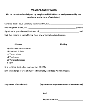 MEDICAL CERTIFICATE 1 Ihmddn Com  Form