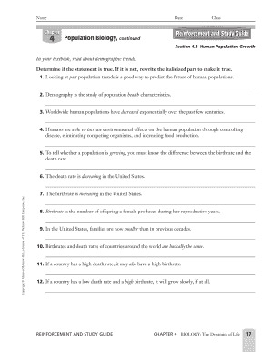 Chapter 4 Population Biology Section 4 2 Worksheet Answers  Form