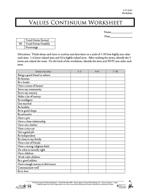 Values Continuum  Form