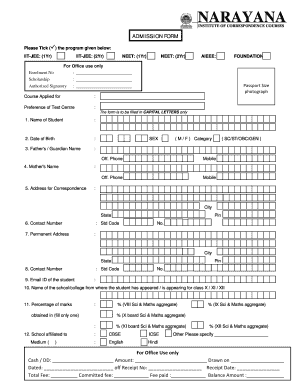 INSTITUTE of CORRESPONDENCE COURSES ADMISSION FORM