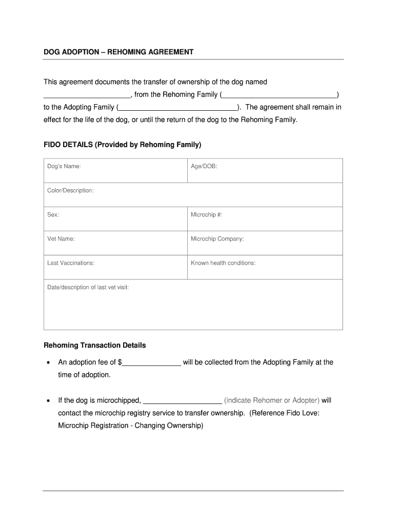 Animal Adoption Contract Template