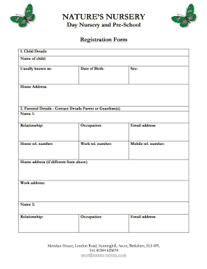 Nursery Registration Forms Natures Nursery Co Uk Natures Nursery Co