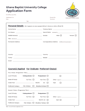 Baptist University Form