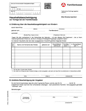 Haushaltsbescheinigung  Form