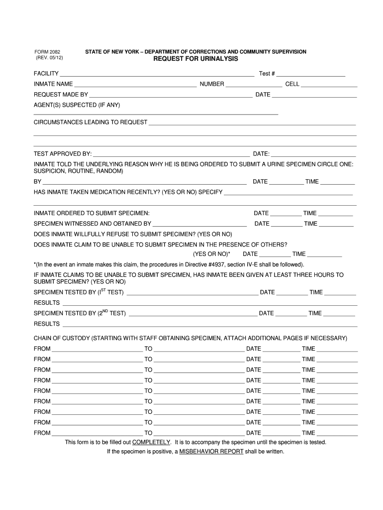 Form #2082 Doccs Ny