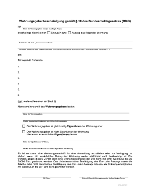 Wohnungsgeberbescheinigung  Form