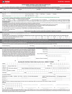 Ecs Deactivation Form Kotak Life Insurance